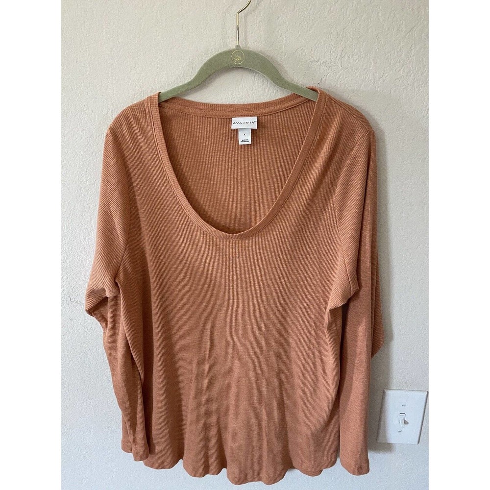 Womens Ava Viv 1x Long Sleeve Lightweight light orange top